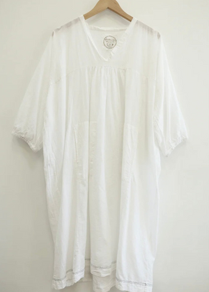 Deep V Dress, White