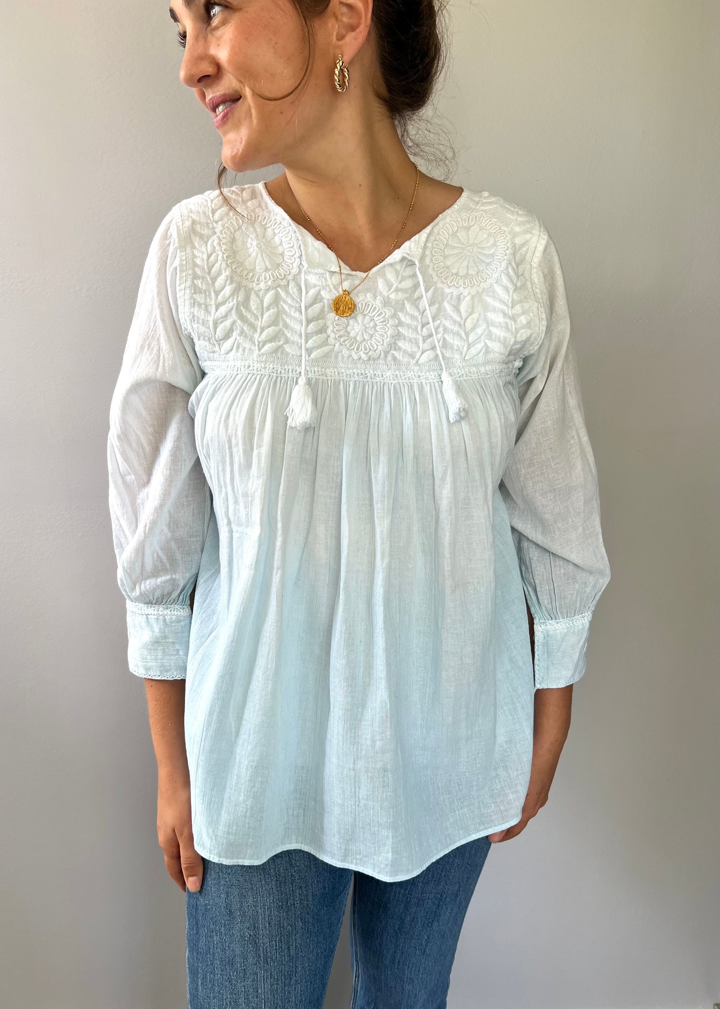 Hand Dyed Blouse, Sky Blue