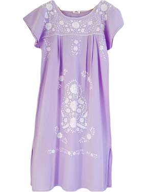 Womens Lilac Hand Embroidered Dress