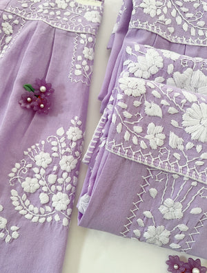 Womens Lilac Hand Embroidered Dress