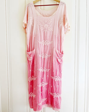 Hand Dyed Dress with Slip, Pink