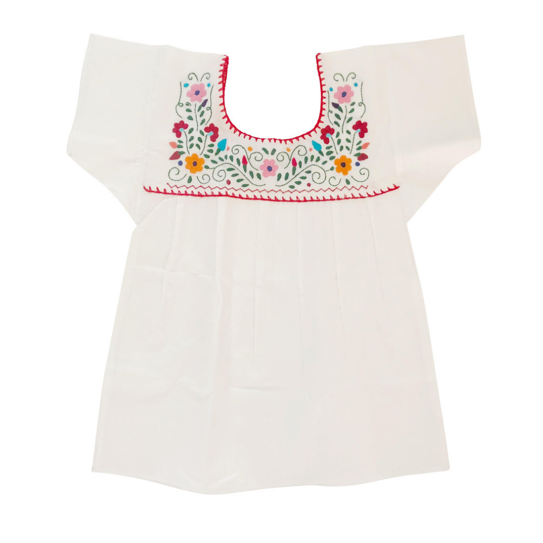 Hand Embroidered Puebla Blouse, White